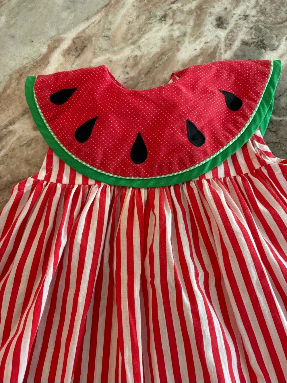 Vintage Girls Red Stripe Watermelon Dress 80'S Summer Made in USA Party Style 4T